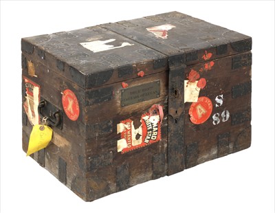 Lot 79 - AN OAK PLATE CHEST, PURPORTEDLY BELONGING TO LORD LUCAN