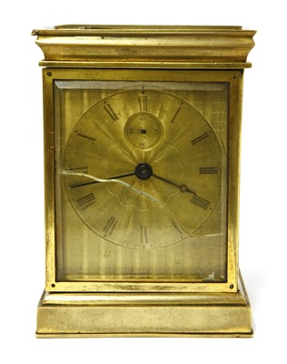 Lot 392 - An unusual brass carriage timepiece