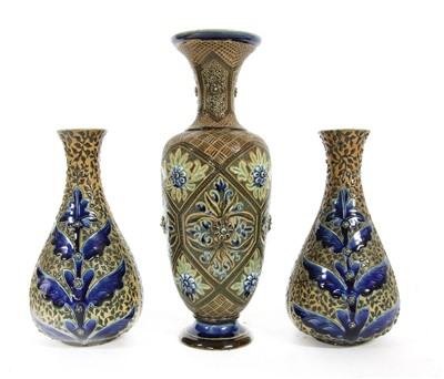 Lot 256 - A pair of Doulton Lambeth Stoneware vases