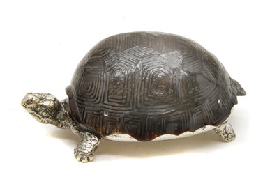 Lot 132A - An unusual late 19th/early 20th century electroplated and tortoiseshell vesta box