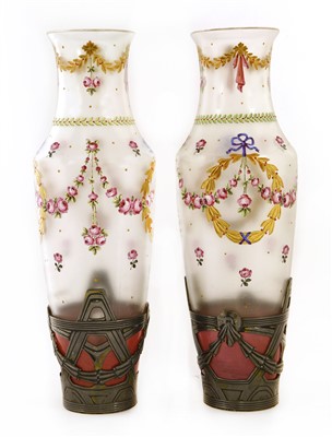 Lot 32 - A pair of opaque glass vases