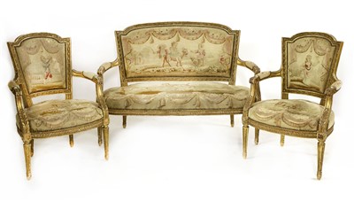 Lot 5 - A Louis XVI-style part salon suite