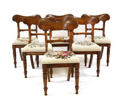 Lot 519 - A set of six William IV oak dining chairs
