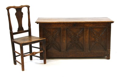 Lot 728 - An 18th century oak coffer