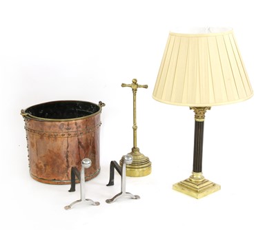 Lot 392 - A brass Corinthian column table lamp
