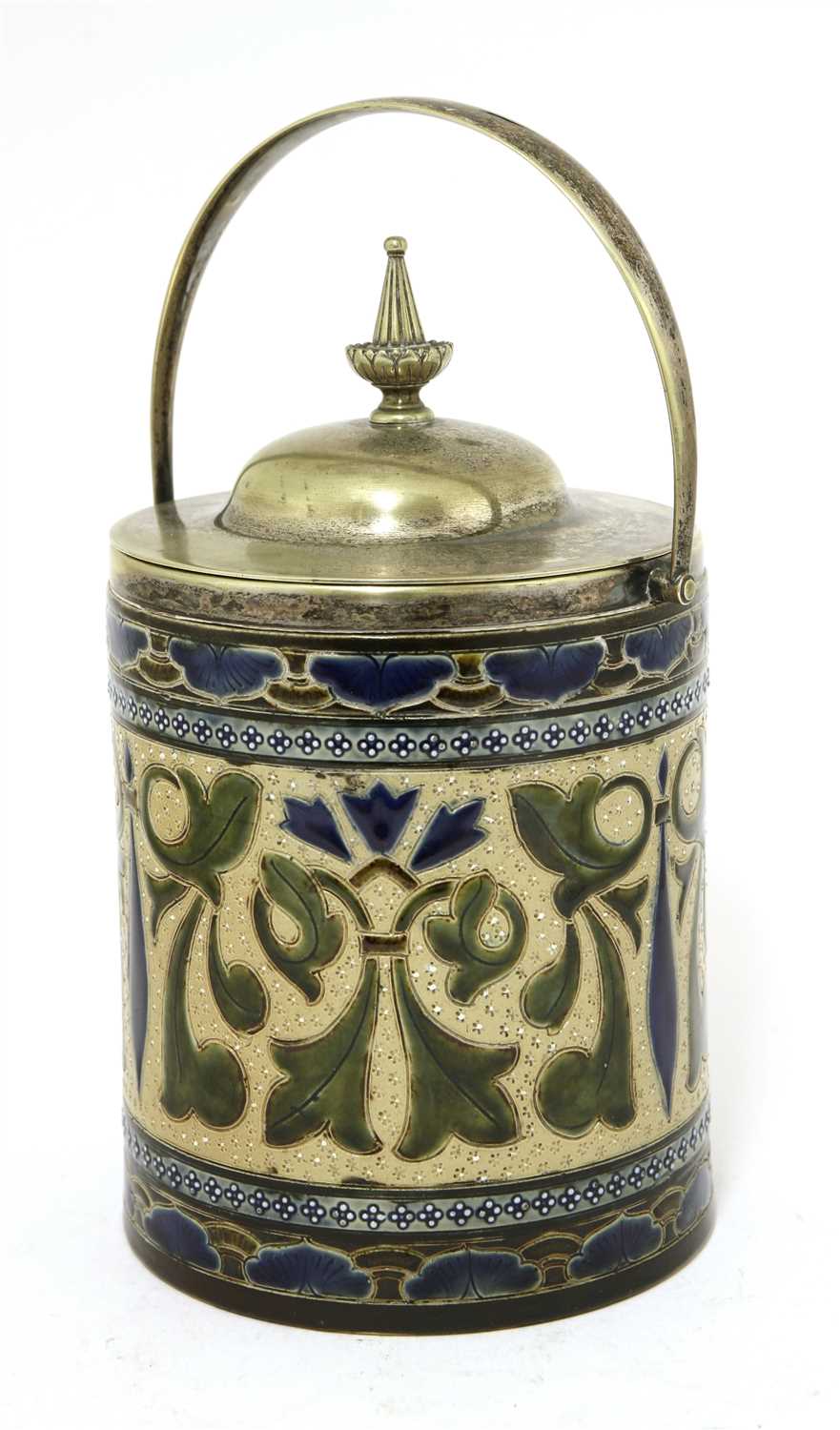 Lot 13 - A stoneware biscuit barrel