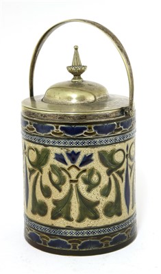Lot 13 - A stoneware biscuit barrel