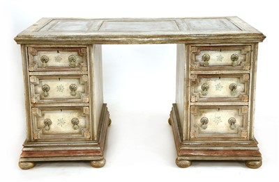 Lot 344 - A painted pedestal desk