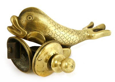 Lot 415 - A gilt bronze dolphin door knocker