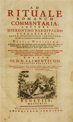 Lot 123 - 1- Baruffaldi G: Ad Rituale romanum commentaria..
