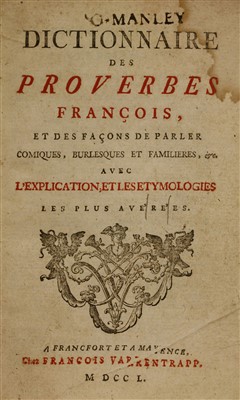 Lot 93 - 1- Ray, John: A Collection of English Proverbs..