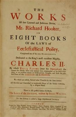 Lot 75 - THEOLOGY: 1- Taylor, J: The Great Exemplar of Sanctity and Holy Life.. In 3 parts.
