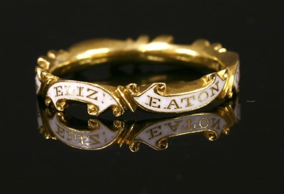 Lot 4 - A Georgian white enamel memorial ring