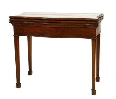 Lot 359 - A George III mahogany serpentine-fronted triple fold-over tea and card table