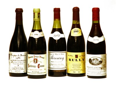 Lot 134 - Assorted Red Burgundy: Hospices de Beaune, 1986, one bottle and four other bottles