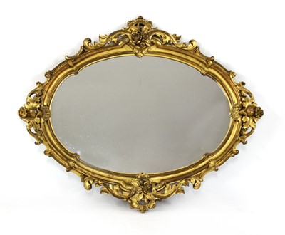 Lot 358 - A large oval giltwood wall mirror