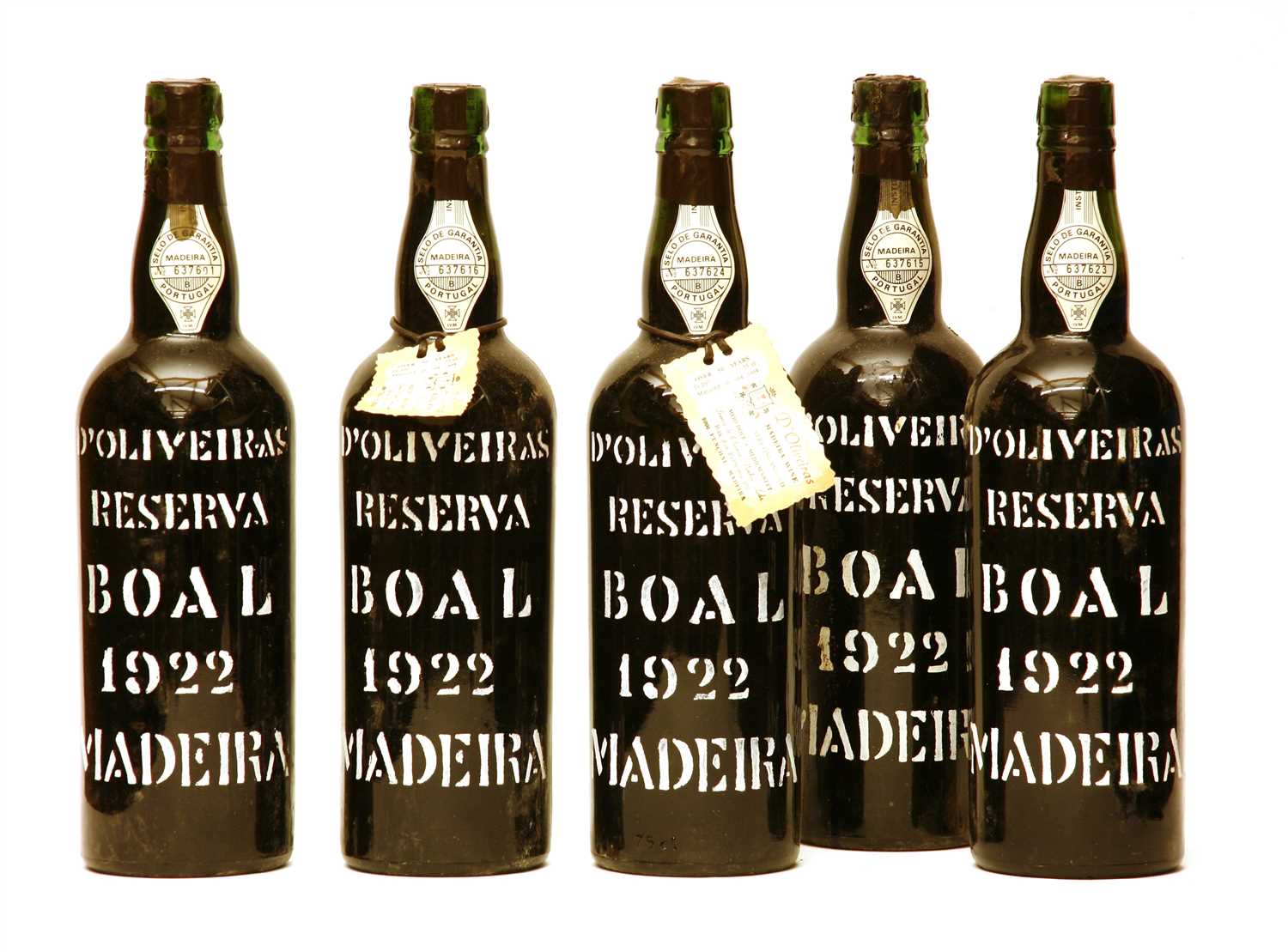 Lot 53 - D'Oliveras Reserva, Boal, Madeira, 1922, five bottles