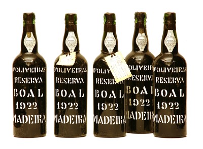 Lot 53 - D'Oliveras Reserva, Boal, Madeira, 1922, five bottles