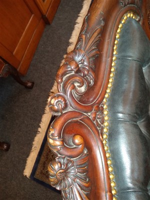 Lot 143 - A pair of mahogany library armchairs