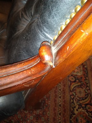 Lot 143 - A pair of mahogany library armchairs
