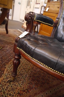 Lot 143 - A pair of mahogany library armchairs