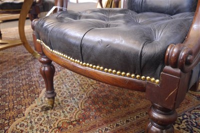 Lot 143 - A pair of mahogany library armchairs