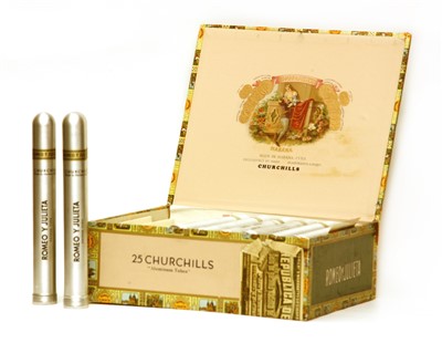 Lot 122 - Romeo Y Julieta, 25 Churchills, aluminium tubes, boxed
