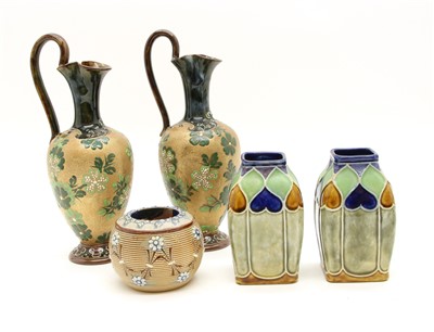 Lot 388 - A pair of Doulton Lambeth ewers