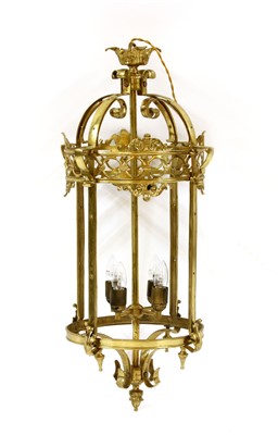 Lot 491 - A brass hall lantern