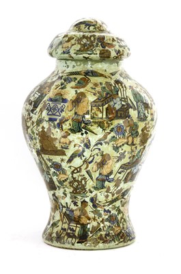 Lot 339 - A decalcomania glass jar and cover