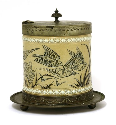 Lot 9 - A Doulton Lambeth biscuit barrel