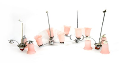 Lot 216 - Four Art Deco chrome ceiling lights