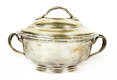 Lot 94 - A French Art Nouveau silver twin handled lidded bowl