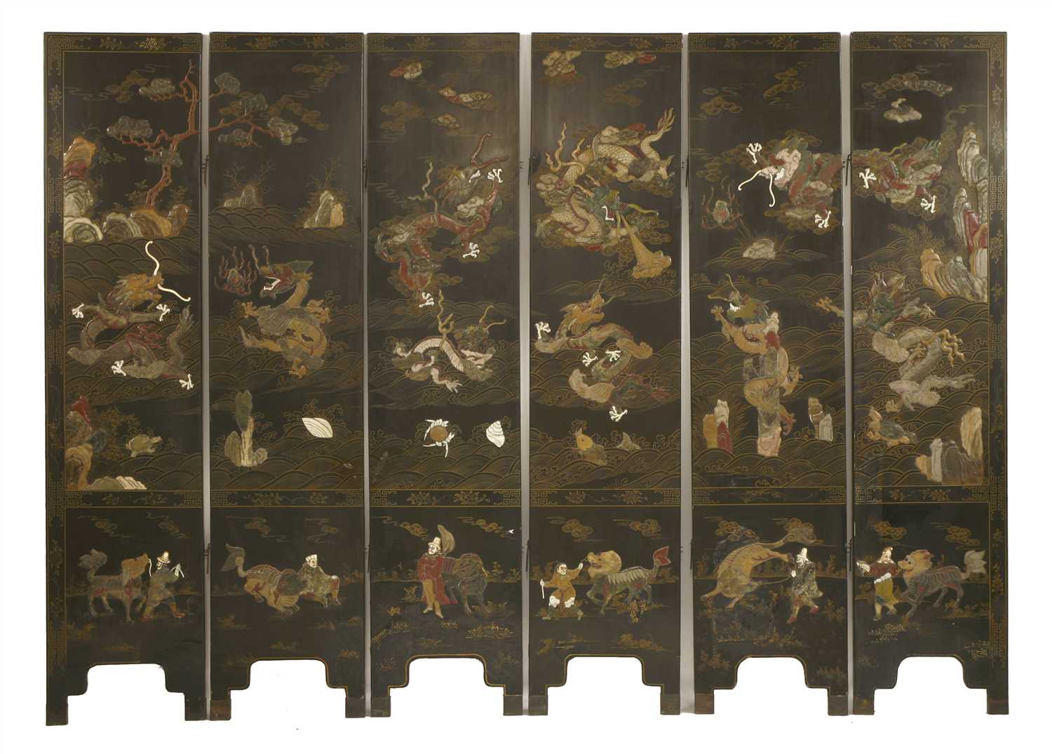Lot 316 - A Chinese six-fold screen