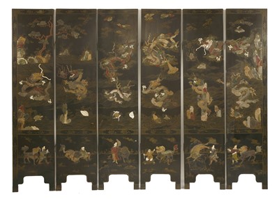 Lot 316 - A Chinese six-fold screen