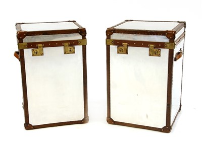 Lot 600 - A pair of mirrored metal aviator trunks
