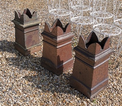 Lot 618 - Three glazed stoneware chimney pots