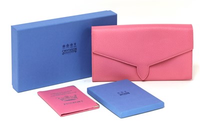 Lot 237B - A Smythson of Bond Street pink textured leather travel document holder