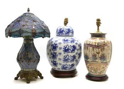 Lot 243 - A Japanese Satsuma pottery lamp