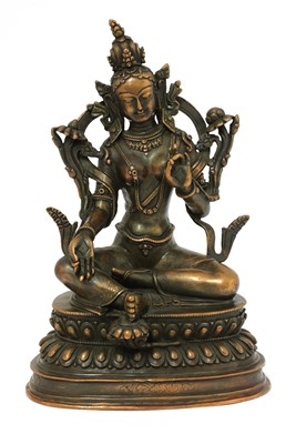 Lot 352 - A Tibetan bronze bodhisattva