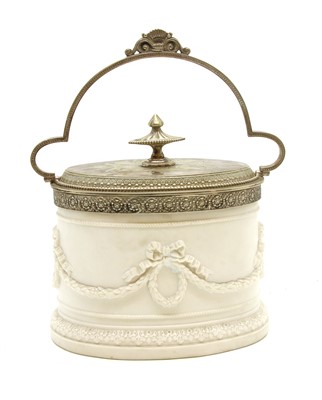 Lot 180 - A 19th century Parian ware biscuit barrel