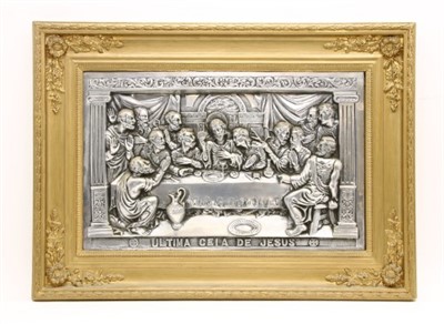 Lot 240 - A polished steel plaque depicting the last supper