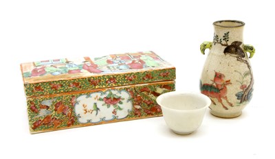 Lot 114 - A Chinese Canton famille rose box and cover