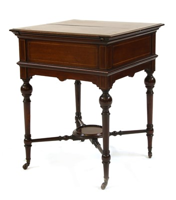 Lot 549 - An Edwardian patent inlaid mahogany drinks table