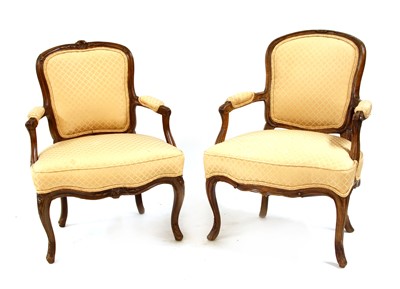 Lot 308 - A pair of 19th century walnut fauteuils