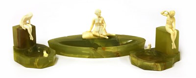 Lot 178 - Three Art Deco ivory and onyx bibelots