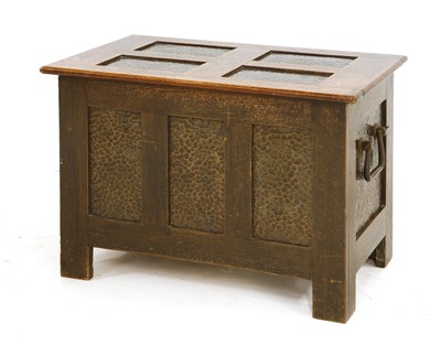 Lot 66 - An oak and copper casket