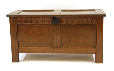 Lot 284 - A 17th century oak panelled coffer