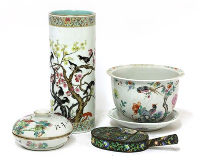 Lot 343 - A Chinese famille rose jardinière and stand