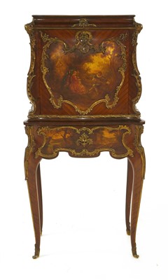 Lot 770 - A Louis XV design vernis Martin and kingwood bureau de dame
